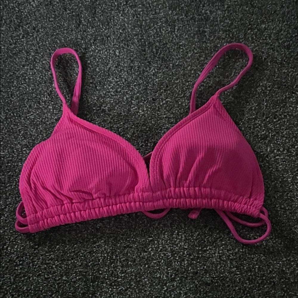 Vibrant Pink Ribbed Bikini Top